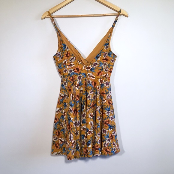 Floral A-Line Summer Swing Dress Mustard Yellow - Picture 8 of 8